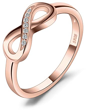 JewelryPalace Wickelring Infinity Verlobungsring Unendlichkeit Promise Eheringe Ring Silber 925 Damen, Zirkonia Silberringe Trauringe Hochzeitsringe Antragsring Ringe, Damen Schmuck Rosegold 58