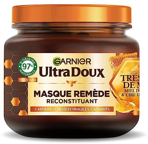 Garnier Ultra Doux - Masque Remède Reconstituant - Enrichi en Gelée Royale, Miel & Propolis - Pour Cheveux Fragiles & Cassants - Sans Parabène - Trésors de Miel - 340 ml