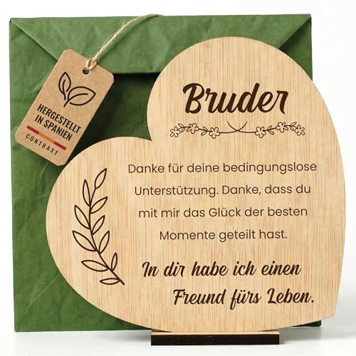 CONTRAXT Holzkarte für Bruder. Originelle Geschenke für Bruder Geburtstagskarte für einen Bruder Geschenkideen für einen Bruder Holz-Glückwunschkarte für Bruder (Bruder)
