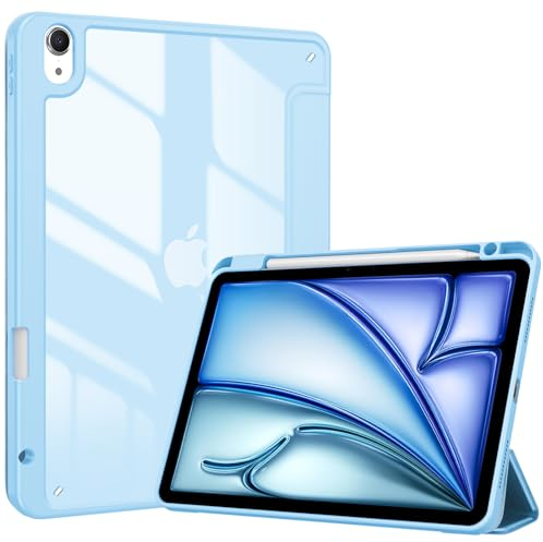 ProCase Hülle für iPad Air 11 Zoll (M3 2025/M2 2024)/ iPad Air 6/5/4 Gen 10,9 Zoll (2022/2020) mit Stifthalter, Case Cover mit transparenter Rückseitenschale Schutzhülle -Himmel