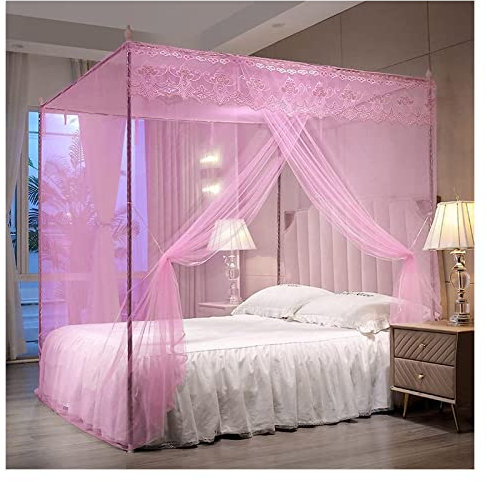 BYZOM Full/Queen Size Baldachinbett Moskitorahmen Pfosten 4 Ecken, Vorhang Bett Baldachinbett Rahmen Himmelbett, einfaches Pfostennetz (Farbe : 22mm Thick Bracket, Größe : 200X220CM)