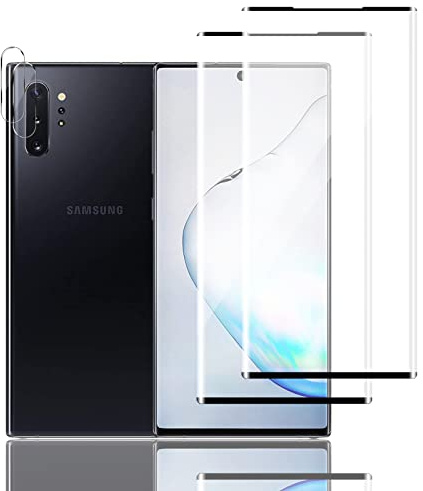 Ryqii 4 Stück Schutzfolie für Samsung Galaxy Note 10 Plus Panzer Schutz Glas, 2 Stück Schutzfolie und 2 Stück Kameraschutz, 9H Härte Panzerfolie, HD Displayschutzfolie, für Samsung Galaxy Note 10 Plus