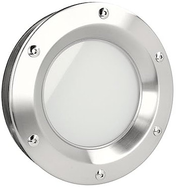 MLS Porthole B1000, Porthole for Doors, Made of Stainless Steel, VSG Safety Glass, Suitable for 40 mm Thick Doors, Visible Mounting Screws on Both Sides, 400 mm Diameter, Matte Glass