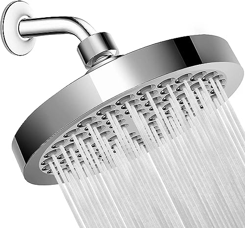 JINYOMFLY Kopfbrause Regendusche mit Duscharm, 6 Zoll Hochdruck Kopfbrause Wassersparend, Duschkopf Regendusche mit Anti-Kalk-Düsen, Runder 360° Verstellbarer Sparduschkopf