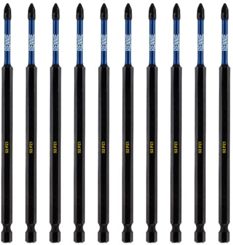 10 x Rennie Tools 150mm Long PZ1 Impact Screwdriver Driver Bits Set. Heavy Duty PoziDriv POZI No.1 Magnetic Screwdriver Bit Set. PZ1 Impact Driver Bits Pozidrive Screw Accessories.