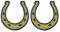 Set mit zwei – Gold Hufeisen – zum Aufbügeln auf der Rückseite – bestickter Aufnäher/Abzeichen/Emblem