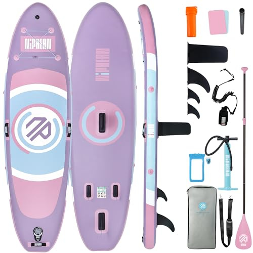 Niphean(Ultra-Light) Inflatable Paddle Board with StabilTrac Fin and Durable SUP Accessories, 10' Stand Up Paddle Boards for Adults & Youth, Versatile Yoga Paddle Board, Gift Ideas-Lavender Whispers