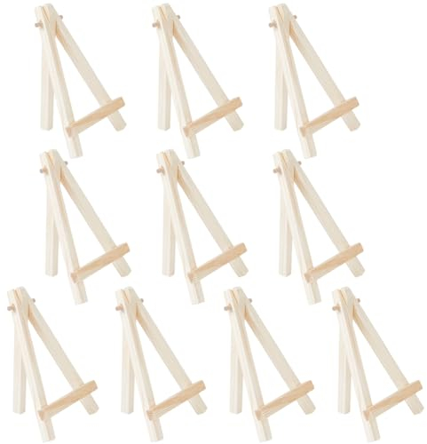 GORGECRAFT 10pz 12.5cm Mini Cavalletto in Legno Cornice Triangolare Pieghevole Piccolo Tavolo da Matrimonio Carta Treppiede Supporto da Tavolo per Piccole Tele Foto Artista Pittura Arte Artigianato