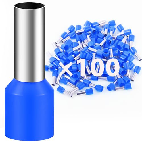 100Stk 16mm² Aderendhülsen 12mm Lang Aderendhülse Teillisoliert PVC Kabel-Verbinder aus Kupfer verzinnt