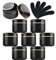 BPZXL 12 Pièces Petit Noir Cosmétiques en Plastique Vides 250ml avec Couvercle à Vis Ruban D'or Contenant Cosmétique Pots de D'échantillon de Voyage Lotions de Crèmes DIY