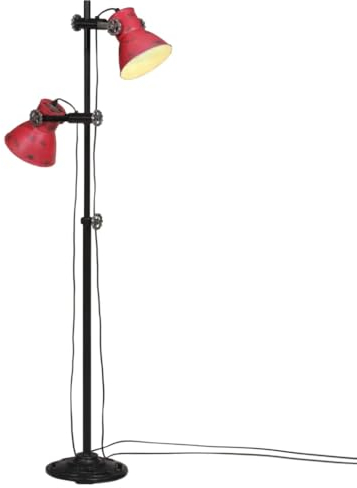 vidaXL Lampadaire 25 W rouge délavé 25x25x90/160 cm E27, lampe, lampe sur pied, lampe industrielle, lumière, lampe de lecture, éclairage