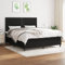 Willood Boxspringbett mit Matratze Schwarz 160x200 cm Stoff Flach mit Nägeln Hohes Kopfteil