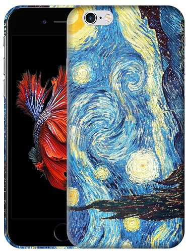 GlamCase for iPhone 6 Plus/iPhone 6S Plus - The Starry Night Design Printed Slim & Sleek Cute Plastic Hard Snap on Protective Designer Back Phone Case/Cover for iPhone 6 Plus / 6S Plus White
