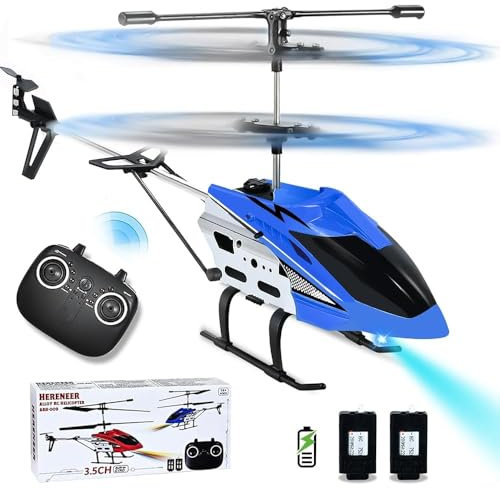 IEEILULU Hélicoptère télécommandé, Hélicoptère RC pour Enfants, Jouet Avion Télécommandé avec LED Lumière, Hélicoptères Radiocommandés avec Avion Gyro, Jouet d'Intérieur Cadeau,Bleu