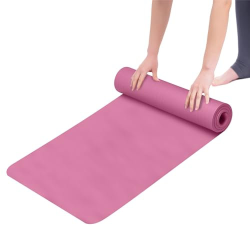 Tapis de Yoga de Gymnastique de Exercice Fitness Tapis Fitness Antidérapant de Sport de Pilates 173 x 58 x 0,4 cm,pour Femme,Homme (Rose)