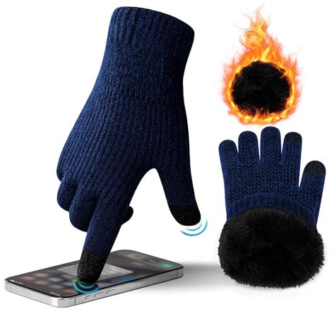 ineepor Alpaka Handschuhe Herren Damen Doppelschicht Touchscreen Thermo Warme Fleecefutter Winterhandschuhe Wolle Strickhandschuhe Rutschfeste