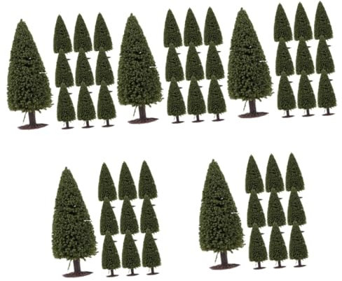 XFZJCHAP 50 Pcs Tasson Model Artificial Pine Tree Mini Landscape Tree Winter Table Snow Tree Bottle Brush Xmas Tree Miniature Christmas Pine Tree Snow Frost Trees Fake Model Plant Plastic