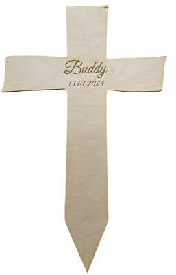 Holzkreuz für Kleintiere Hund Katze Hamster Personalisiert Grabkreuz Tierbestattung