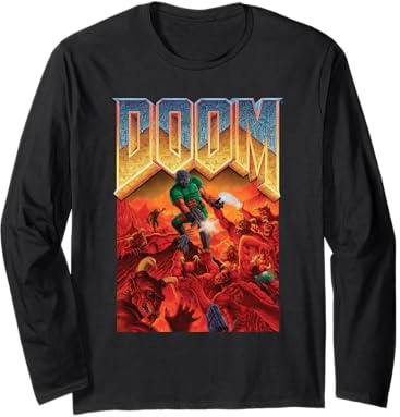 Doom 1993 Full Color Cover Art Retro Video Game Langarmshirt