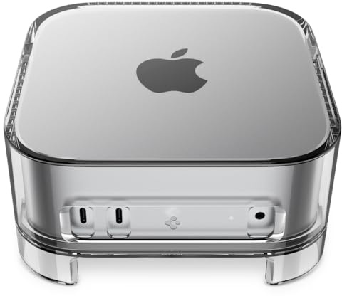 Spigen Ultra Hybrid Case Stand for Mac mini M6/M5 Pro/M4/M4 Pro | Transparent case stand with built-in air filter and dust-prevention ventilation for 2026 2024 models - Crystal Clear