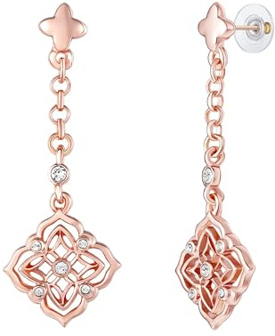 Lulu Jane Damen Ohrringe Metall-Legierung roségold | rosévergoldet 14 Karat, Ohrhänger, verziert mit Kristallen, weiß, Stecker aus Titan