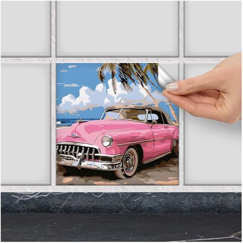 FoLIESEN Fliesenaufkleber - Deko für Bad, Küche, Badezimmer - Dekoration Fliesen-Bild Selbstklebend - Cuba Vibes, Fliese (BxH):20x20 cm - 3 Stück
