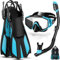 Odoland Schnorchelset Erwachsene 3 in 1 mit Anti-Fog Taucherbrille und Dry Schnorchel, Verstellbare Schwimmflossen, Taucherausrüstung Set zum Schwimmen/Schnorcheln