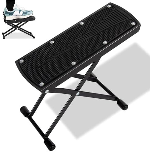 Ksvaye Repose Pied Guitare Réglable à 6 Niveaux, 2025 Tabouret Guitare avec Coussin en Caoutchouc Antidérapant, Support de Accessoire Guitare Portable et Pliable, Capacité de Charge Maximale de 70 kg