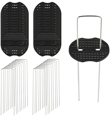 70 Picchetti Giardino e 30 Rondelle, 15cm Picchetti Telo Pacciamatura, Chiodi a U Picchetti da Terra in Acciaio Inox, Ancoraggio per Telo Anti Erbacce, Picchetti per Recinzione Anti-erbacce Giardino