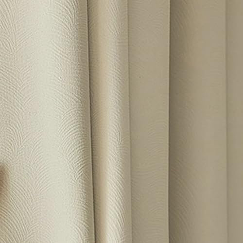 Dsnyu Moderne Gardinen Fenster, Vorhang XXL Cremeweiß Volltonfarbe Polyester Curtain für Schlafzimmer Wohnzimmer 2er Set 137x244cm BxH