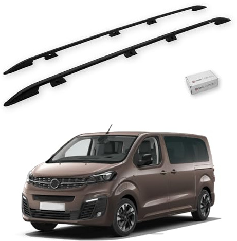 TURTLE kompatibel mit Opel Zafira Life (Mk3) 2019-2024 / Langes Version Crown Dachreling | SCHWARZ