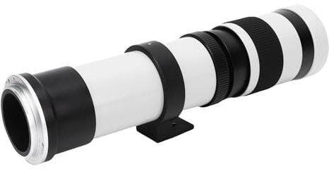 Garsent Lente de Teleobjetivo de la Cámara, Lente RF F8.3 a F16 420 Mm a 800 Mm Manual Focus MF Zoom Lente, Transmisión de Alta Luz, Lentes de Cámara SLR para Cámara sin Espejo de (White)