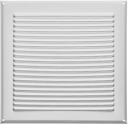 SOTECH rejilla de ventilación de aluminio 250 x 250 mm blanca con mosquitera Rejilla de ventilación para instalación atornillada