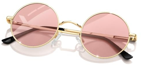 KANASTAL Round Polarised Sunglasses Metal Frame UV400 Vintage Unisex | Thickened Temples, Spring Hinges, Ideal for Driving, Cosplay, Travel, Holiday, Walking and Everyday Outdoor Activities