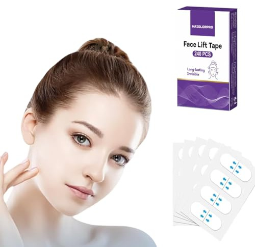 HAIOLORPRO 240 Stücks Face Lifting Tape, Facelifting Aufklebers Anti Falten Pflaster für Makeup, Doppelkinn, V-line, Fältchen, Schlaffe Haut, Schlupflider