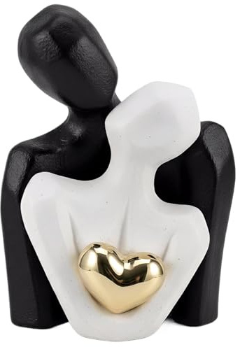 Zimoer Liebe Porzellan Figur, Romantische Paar Statue, Moderne Keramik Figuren, Deko Paar Figur Skulpturen, Abstrakte Kunst Statue, Schwarz Weiße Figurine für Wohnzimmer, Bar, Zimmer, Büro