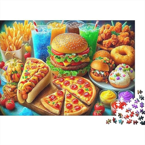 Fast Food Fest 1000-teiliges Leckere Bisse Puzzles, Pädagogisches Spiel Ab14, Herausforderung Spielzeug Für Erwachsene Und Kinder 52x38cm/1000pcs