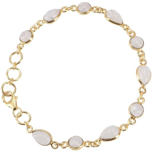 GURU SHOP Indisches Boho Armband, vergoldetes Sterling Silber mit Steinen
