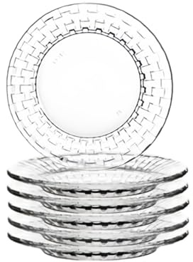 Lot de 6 petites assiettes à dessert en verre transparent de 12,4 cm, assiettes décoratives pour gâteaux, collations, fruits, salade, soucoupes à thé en verre pour tasse à thé