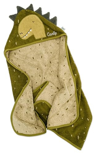 wunderwunsch Trixie Kapuzenhandtuch mit Name, Babyhandtuch personalisiert | Handtuch für Baby personalisiert, großes Kapuzenbadetuch 100x100 aus Baumwolle, Kinder Badetuch Junge und Mädchen bestickt