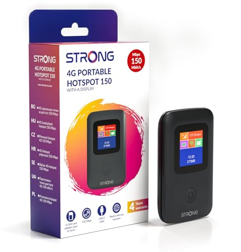 STRONG 4GMIFI150CD Saponetta WiFi con SIM, CAT4 150 Mbps | Display a Colori, Hotspot WiFi per Viaggi e Lavoro Mobile, Condivide 4G con 10 Dispositivi, Batteria 2100 mAh & USB-C