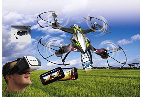 JAMARA 422021 - F1X VR Altitude FPV Wifi Kompass Flyback - Race Drone, inklusiv VR-Brille, über Sender und App steuern, 3 Geschwindigkeiten, 40 KM/h, Höhenkontrolle (Barometer) und Rückflugautomatik