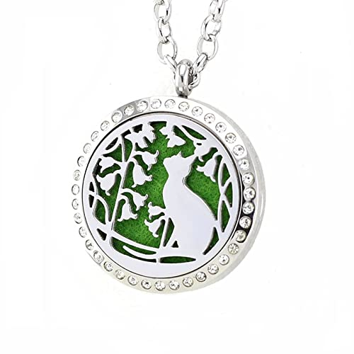 JOYMIAO Ätherisches Öl Diffusor Halskette Aromatherapie Medaillon Magnetverschluss Anhänger Parfüm Edelstahl Schmuck Sets 24 Kette