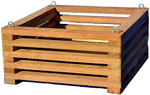Orchideen - Cesto in legno di teak 4 rettangolari piatto fatto a mano 10, 12, 15, 18, 20 cestini per orchidee (cestino da 18)