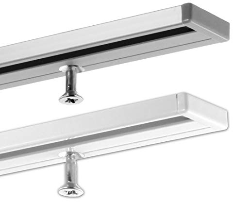 GARDINEUM 0,60 m Gardinenschiene, alle Längen bis 400 cm möglich, Vorhangschiene Aluminium, 1-läufig - vorgebohrt! silber, hochwertig eloxiert