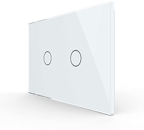 Livolo Manufacturer Taktiler Lichtschalter mit Indikator LED mit Platte aus Kristall, beleuchtetem Schalter A Wand, weiß, C902S-11