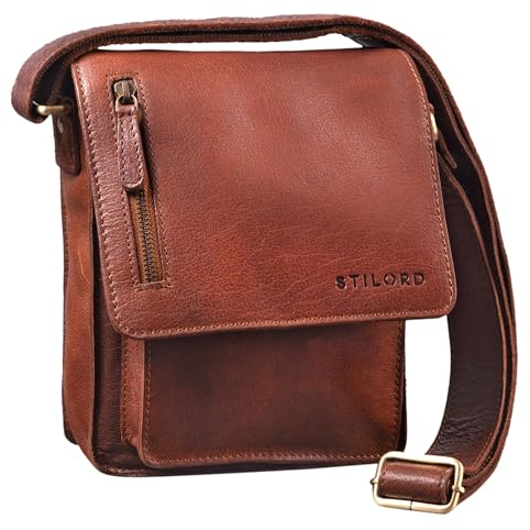 STILORD Herren-Umhängetasche braun - Kleine Vintage Schultertasche - 8,4 Zoll Messenger-Bag - Tablettasche aus echtem Büffel-Leder 'Finn'