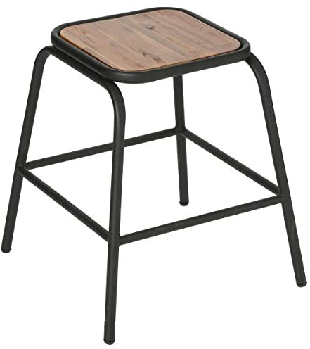 Atmosphera - Set aus 2 Hockern Edena - Metall und Akazienholz - Kastanienbraun