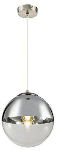 Globo Hängeleuchte VARUS nickel matt, Glas transparent chrom Esszimmer Wohnzimmer 30cm