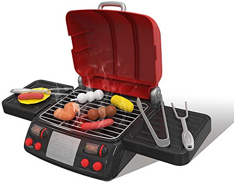 Velidy BQ - Set di giocattoli per barbecue, set da cucina per bambini, per interni ed esterni, per bambini da 3 anni in su, colore: rosso